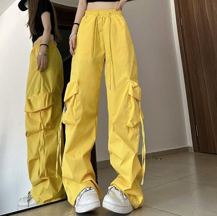 Baggy Drawstring Parachute Cargo Pants