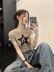 Embroidered Fuzzy Star Baby Tee