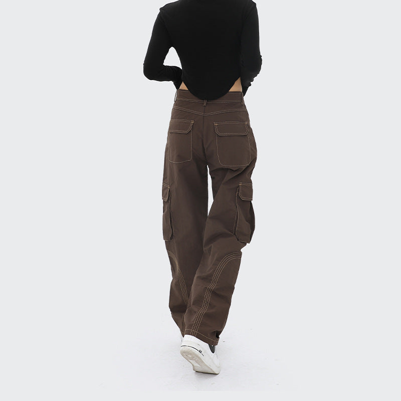 Contrast Stitch Baggy Cargo Pants