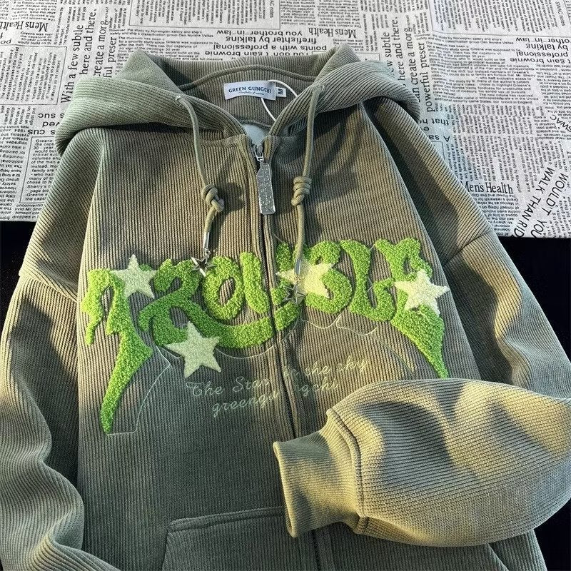 Flocking Star Print Oversized Hoodie