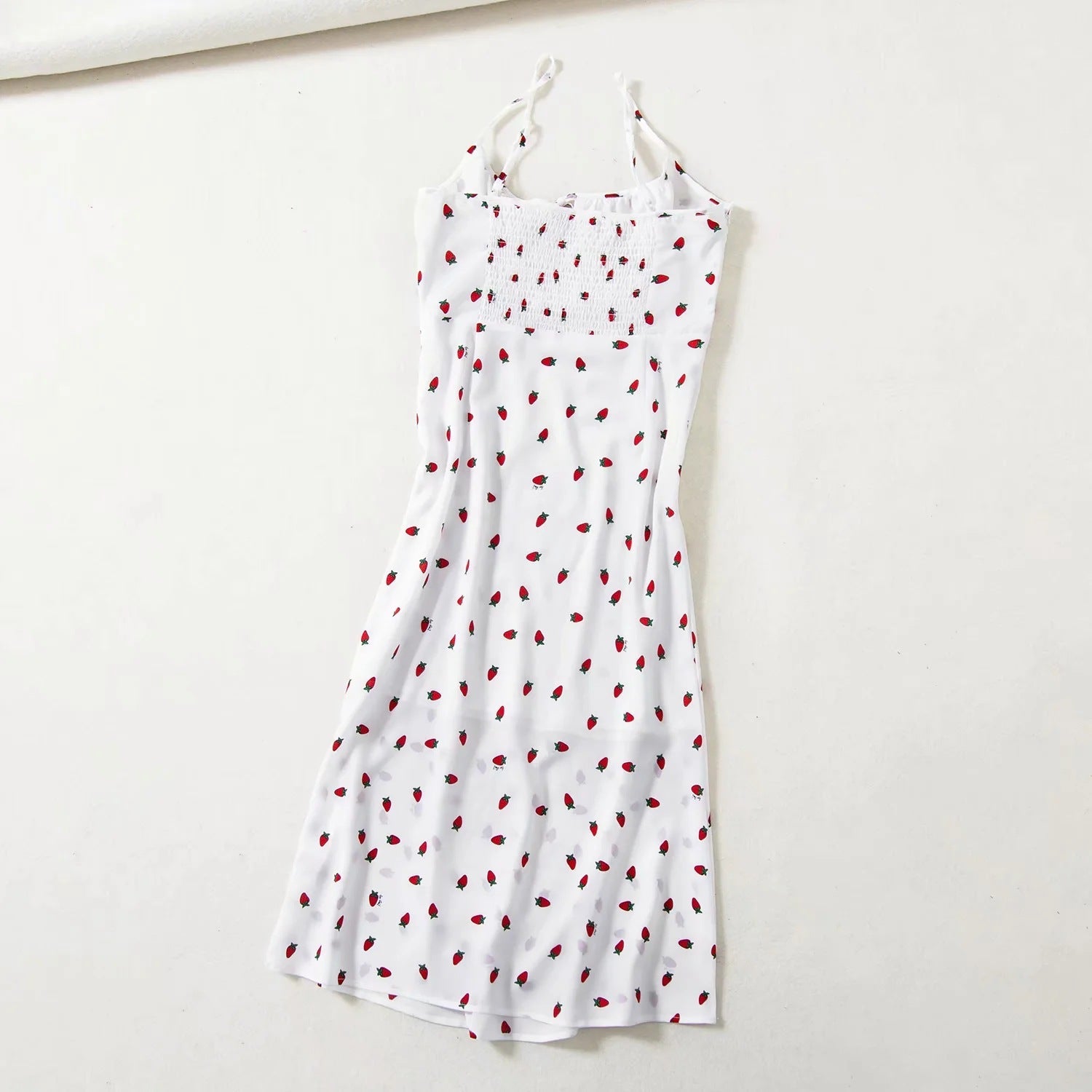 strawberries printed suspender long dress