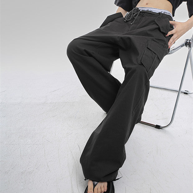 Buttoned Straight-Leg Cargo Pants