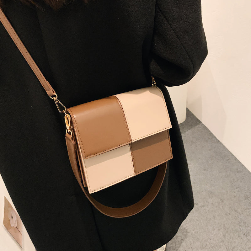 Contrast Stitching Square Shoulder Bag