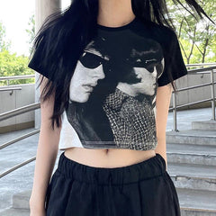 Vintage Figure Graphic Crop Top