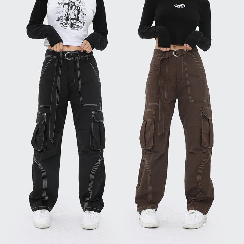 Contrast Stitch Baggy Cargo Pants