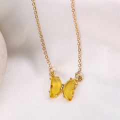 Crystal glass butterfly necklace