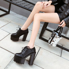 Super high heel thick round shoes