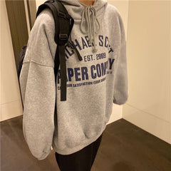 Vintage Letter Print Loose Oversized Hoodie