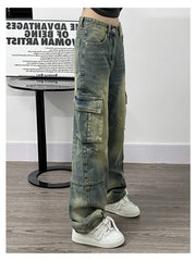 Distressed Big Pocket Cargo Jeans