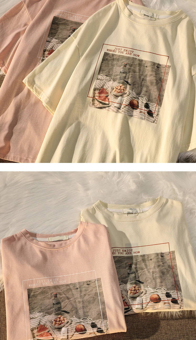 Aesthetic Print Oversized T-shirt