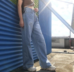 High-waist Denim Wide-leg Jeans