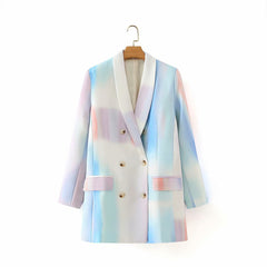 Autumn Green Fruit Collar Chalk Suit Jacket