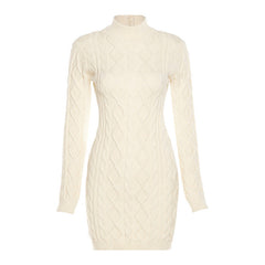 Long Sleeve Round Neck Slim Knitted Dress