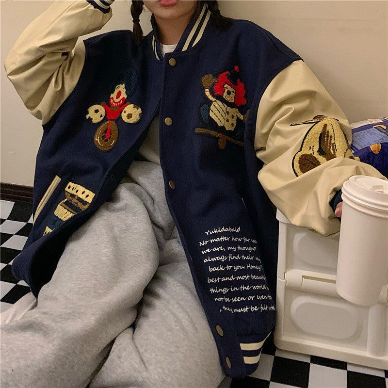 Harajuku Embroidery All-match Student Coat