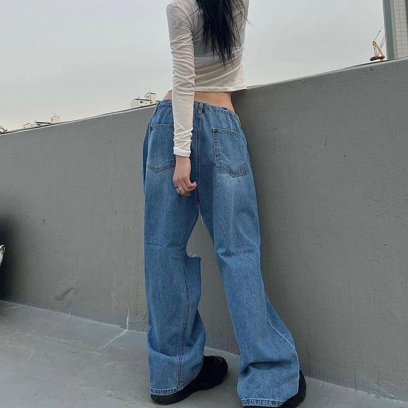 Hip Hop Irregular Ripped High Waist Tie Loose Pants