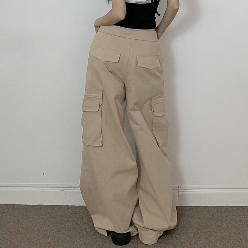 Fold Over Ruched Black Cargo Pants