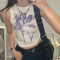 Aesthetic Lavender Print Crop Top