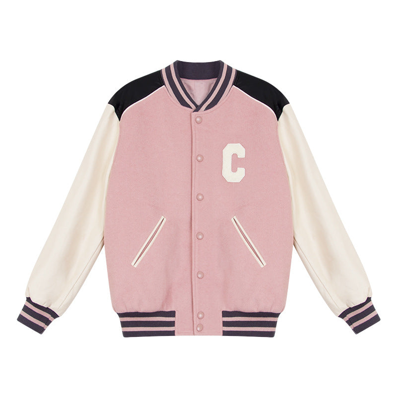 Letter Embroidered Vintage Baggy Varsity Jacket