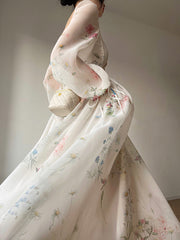 Puff Long Sleeve Floral Maxi Dress