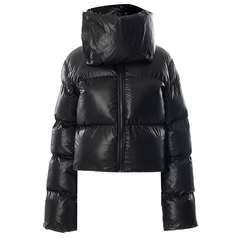 Muffler Scarf Detail Black Puffer Jacket