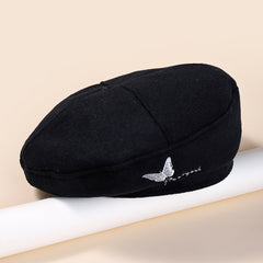 Butterfly Embroidered Beret