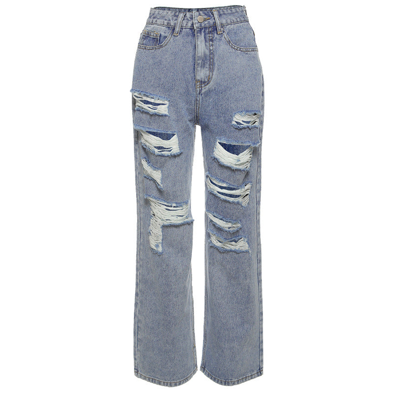 Blue Wash Multi Ripped Jeans