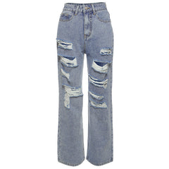 Blue Wash Multi Ripped Jeans