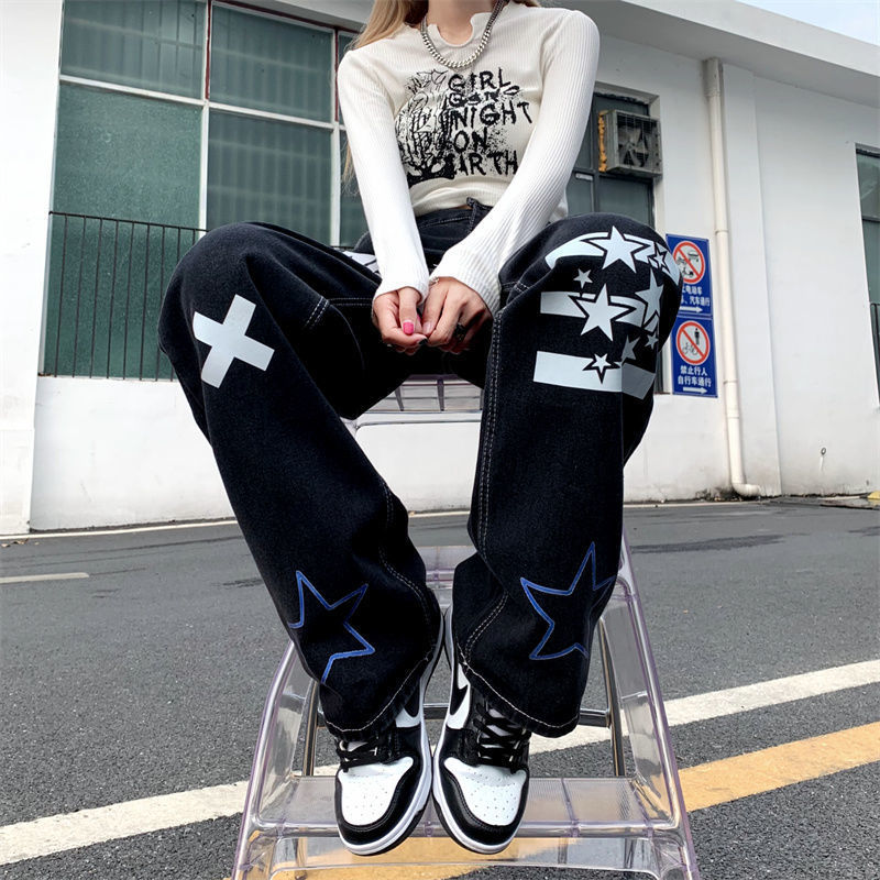 Star Letter Graphic Cargo Jeans