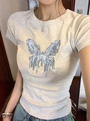 Butterfly Print Short Sleeved Tee