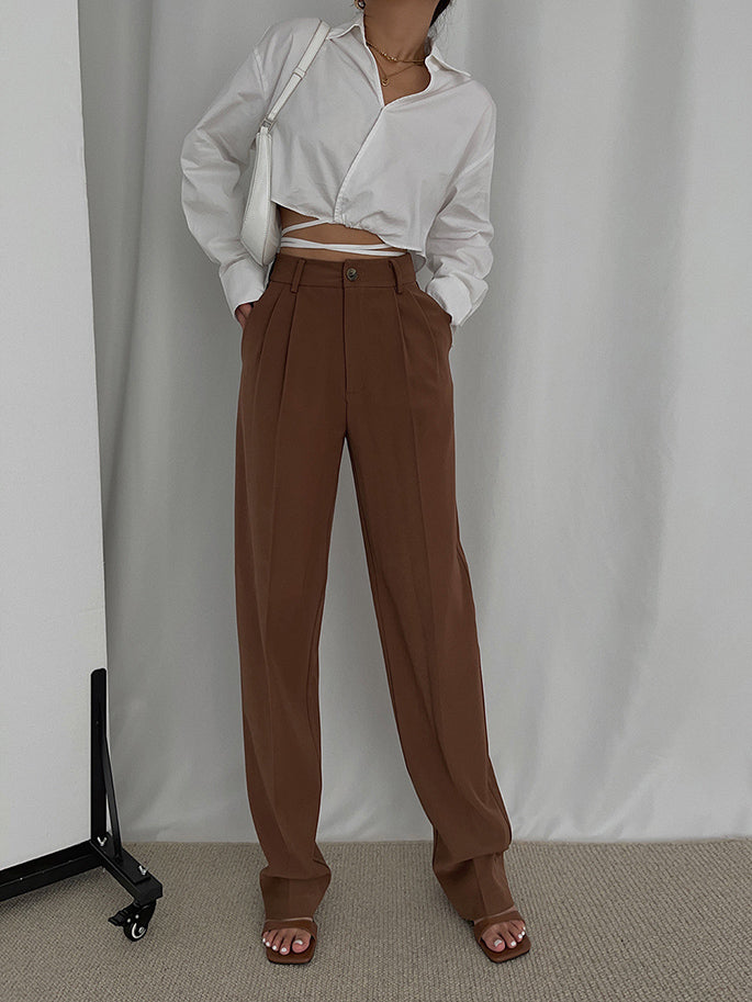 High Waist Loose Straight Drape Mopping Trousers