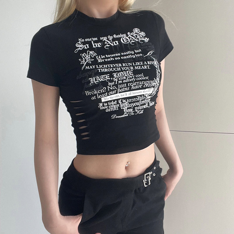 Letter Printed Vintage Crop Top