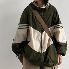 Contrast Color Hooded Outdoor Jacket