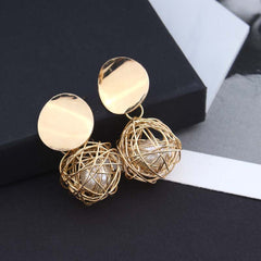 Temperament Woven Ball Pearl Earrings