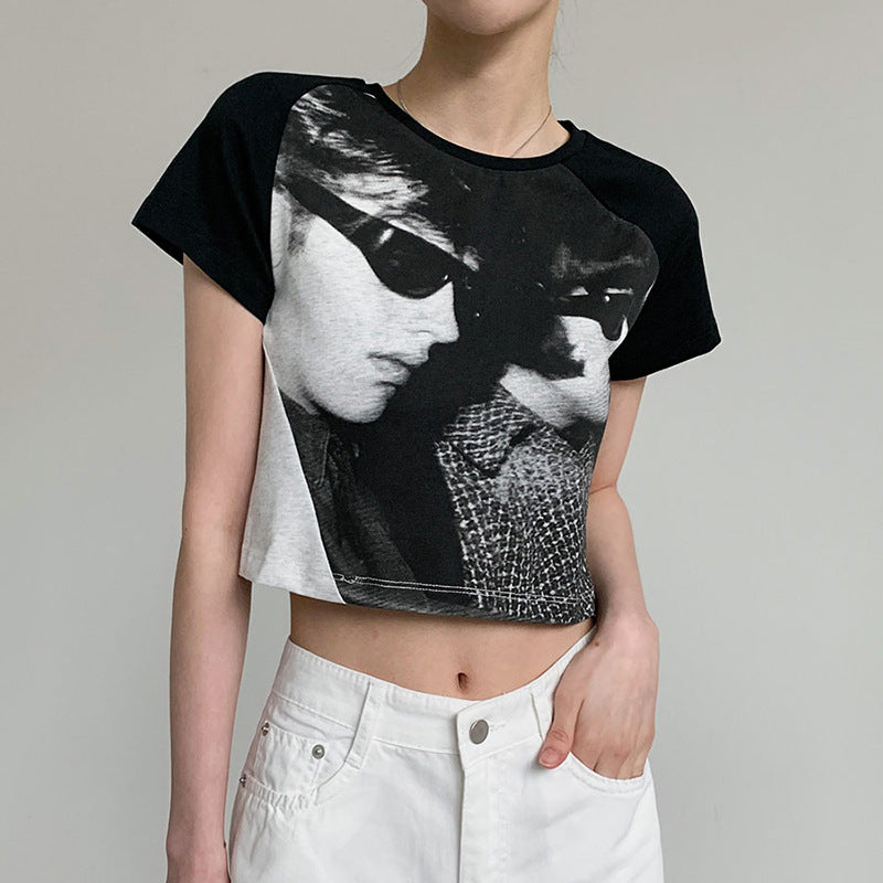 Vintage Figure Graphic Crop Top