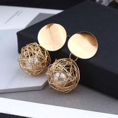 Temperament Woven Ball Pearl Earrings