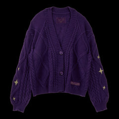 Cosmos Star Embroidered Cable Knit Cardigan