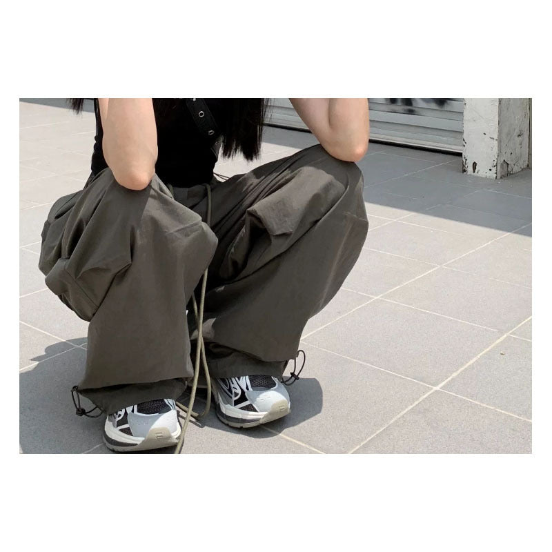 Drawstring Loose Cargo Wide Leg Pants