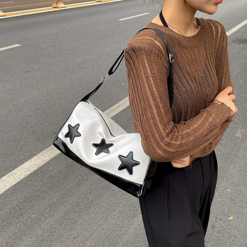 Embroidered Star Leather Crossbody Bag