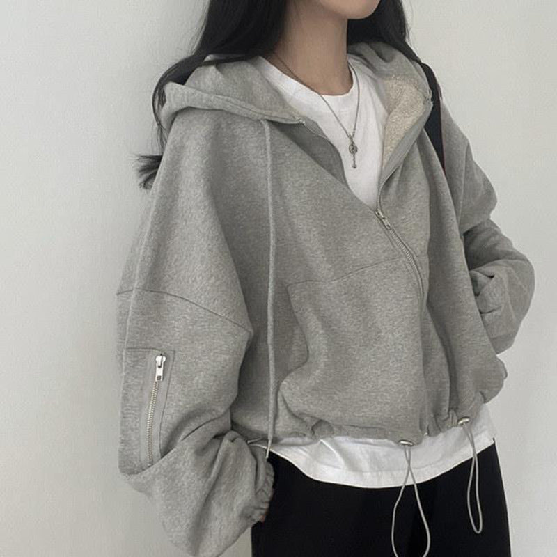 Oversized Zip Up Gray Hoodie