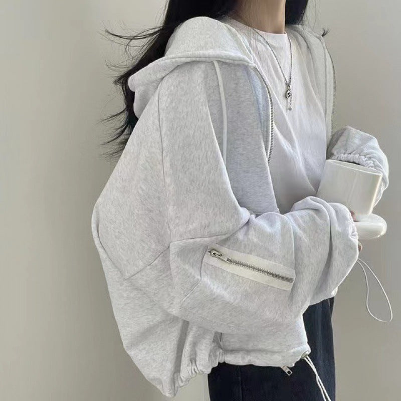 Oversized Zip Up Gray Hoodie