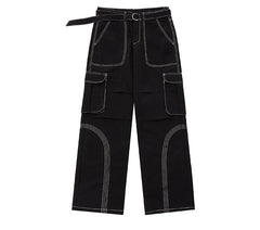 Contrast Stitch Baggy Cargo Pants