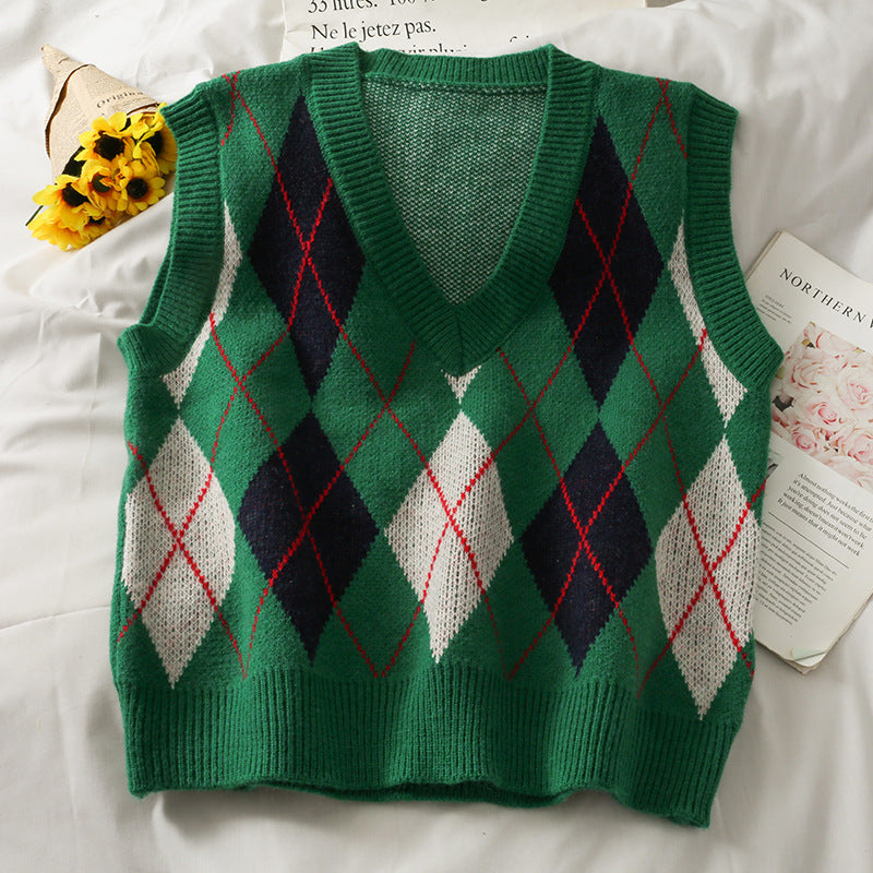 High School Crush Argyle Vest