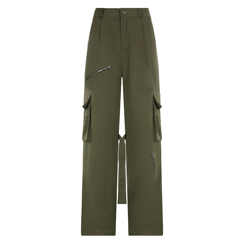 Detachable Strap Zip Fly Cargo Pants