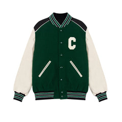 Letter Embroidered Vintage Baggy Varsity Jacket