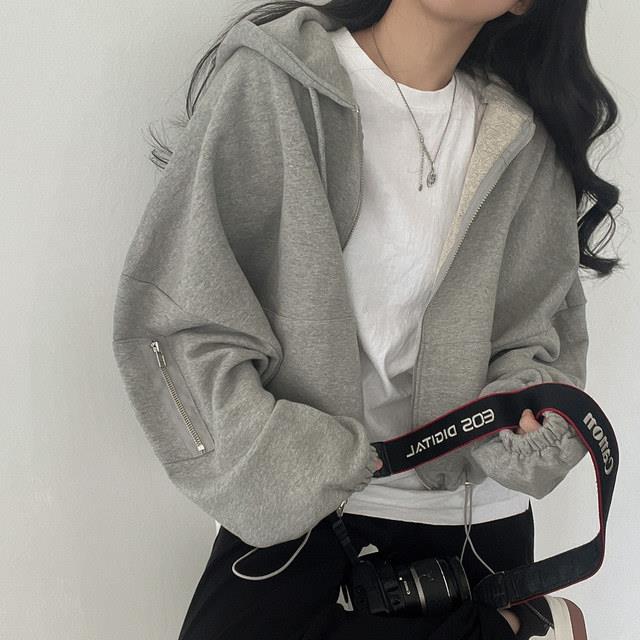 Oversized Zip Up Gray Hoodie