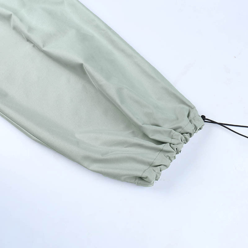 Belted Drawstring Parachute Cargo Pants