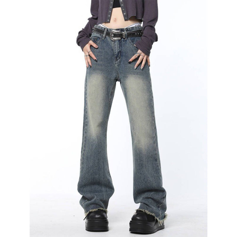 Back Star Patchwork Flare Jeans