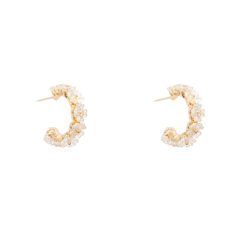 Flower White Earrings