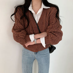 Cable Knit Button Down Cardigan