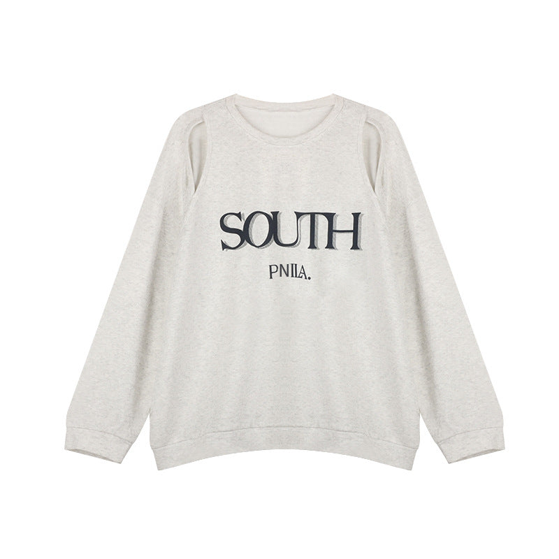 Cutout Letter Print Oversized Sweatshirts